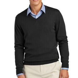 Eddie Bauer Black Cotton Cashmere V-Neck Sweater Men’s Medium